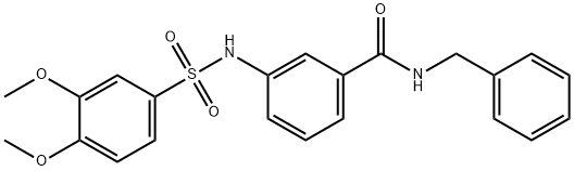 N-benzyl-3-[(3,4-dimethoxyphenyl)sulfonylamino]benzamide 结构式