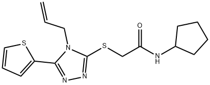 N-cyclopentyl-2-[(4-prop-2-enyl-5-thiophen-2-yl-1,2,4-triazol-3-yl)sulfanyl]acetamide 结构式