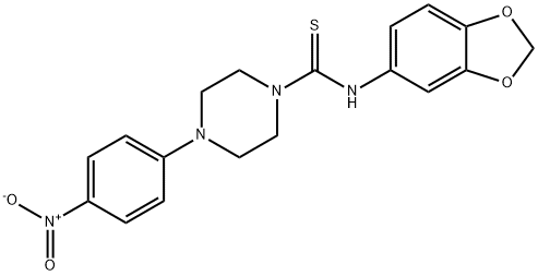 N-(1,3-benzodioxol-5-yl)-4-(4-nitrophenyl)piperazine-1-carbothioamide 结构式