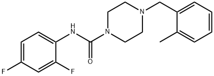 N-(2,4-difluorophenyl)-4-[(2-methylphenyl)methyl]piperazine-1-carboxamide 结构式