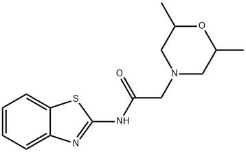 N-(1,3-benzothiazol-2-yl)-2-(2,6-dimethylmorpholin-4-yl)acetamide 结构式