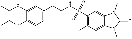 N-[2-(3,4-diethoxyphenyl)ethyl]-1,3,6-trimethyl-2-oxobenzimidazole-5-sulfonamide 结构式