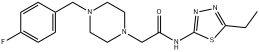 N-(5-ethyl-1,3,4-thiadiazol-2-yl)-2-[4-[(4-fluorophenyl)methyl]piperazin-1-yl]acetamide 结构式