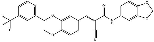 (Z)-N-(1,3-benzodioxol-5-yl)-2-cyano-3-[4-methoxy-3-[[3-(trifluoromethyl)phenyl]methoxy]phenyl]prop-2-enamide 结构式