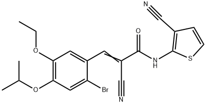 (E)-3-(2-bromo-5-ethoxy-4-propan-2-yloxyphenyl)-2-cyano-N-(3-cyanothiophen-2-yl)prop-2-enamide 结构式