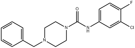 4-benzyl-N-(3-chloro-4-fluorophenyl)piperazine-1-carboxamide 结构式