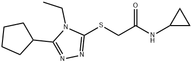 2-[(5-cyclopentyl-4-ethyl-1,2,4-triazol-3-yl)sulfanyl]-N-cyclopropylacetamide 结构式