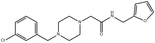 2-[4-[(3-chlorophenyl)methyl]piperazin-1-yl]-N-(furan-2-ylmethyl)acetamide 结构式