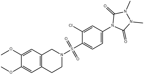 4-[3-chloro-4-[(6,7-dimethoxy-3,4-dihydro-1H-isoquinolin-2-yl)sulfonyl]phenyl]-1,2-dimethyl-1,2,4-triazolidine-3,5-dione 结构式