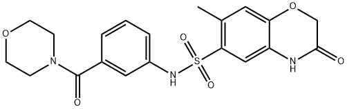 7-methyl-N-[3-(morpholine-4-carbonyl)phenyl]-3-oxo-4H-1,4-benzoxazine-6-sulfonamide 结构式