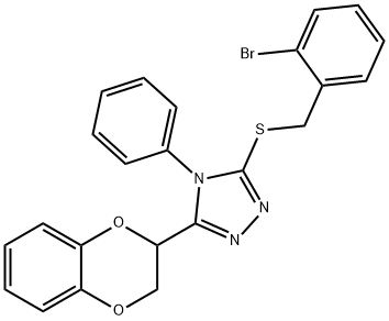 3-[(2-bromophenyl)methylsulfanyl]-5-(2,3-dihydro-1,4-benzodioxin-3-yl)-4-phenyl-1,2,4-triazole 结构式