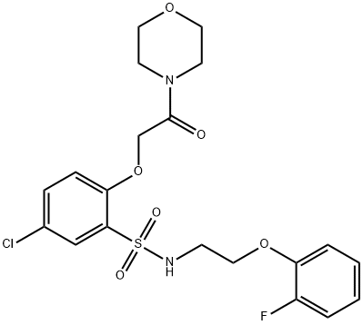 5-chloro-N-[2-(2-fluorophenoxy)ethyl]-2-(2-morpholin-4-yl-2-oxoethoxy)benzenesulfonamide 结构式