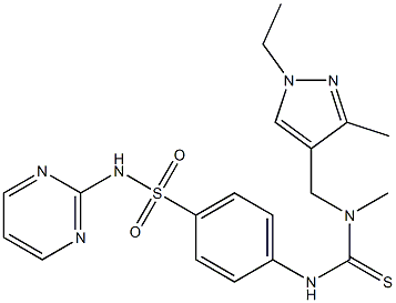 1-[(1-ethyl-3-methylpyrazol-4-yl)methyl]-1-methyl-3-[4-(pyrimidin-2-ylsulfamoyl)phenyl]thiourea 结构式