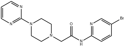 N-(5-bromopyridin-2-yl)-2-(4-pyrimidin-2-ylpiperazin-1-yl)acetamide 结构式