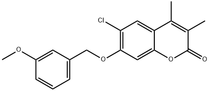 6-chloro-7-[(3-methoxyphenyl)methoxy]-3,4-dimethylchromen-2-one 结构式