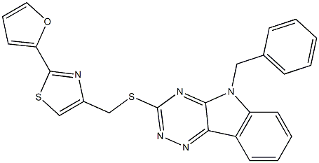 4-[(5-benzyl-[1,2,4]triazino[5,6-b]indol-3-yl)sulfanylmethyl]-2-(furan-2-yl)-1,3-thiazole 结构式