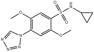 N-cyclopropyl-2,5-dimethoxy-4-(tetrazol-1-yl)benzenesulfonamide 结构式