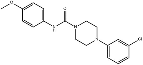 4-(3-chlorophenyl)-N-(4-methoxyphenyl)piperazine-1-carboxamide 结构式