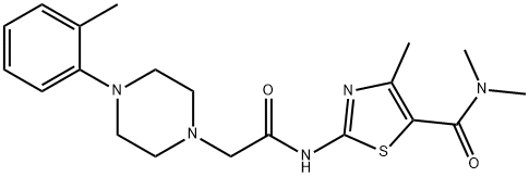 N,N,4-trimethyl-2-[[2-[4-(2-methylphenyl)piperazin-1-yl]acetyl]amino]-1,3-thiazole-5-carboxamide 结构式