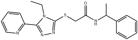 2-[(4-ethyl-5-pyridin-2-yl-1,2,4-triazol-3-yl)sulfanyl]-N-(1-phenylethyl)acetamide 结构式