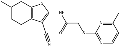 N-(3-cyano-6-methyl-4,5,6,7-tetrahydro-1-benzothiophen-2-yl)-2-(4-methylpyrimidin-2-yl)sulfanylacetamide 结构式