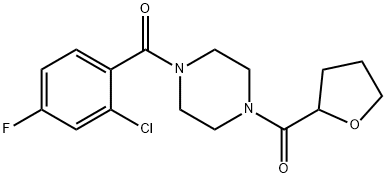 [4-(2-chloro-4-fluorobenzoyl)piperazin-1-yl]-(oxolan-2-yl)methanone 结构式