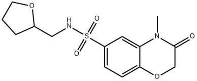 4-methyl-3-oxo-N-(oxolan-2-ylmethyl)-1,4-benzoxazine-6-sulfonamide 结构式