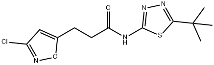 N-(5-tert-butyl-1,3,4-thiadiazol-2-yl)-3-(3-chloro-1,2-oxazol-5-yl)propanamide 结构式