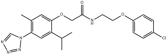 N-[2-(4-chlorophenoxy)ethyl]-2-[5-methyl-2-propan-2-yl-4-(tetrazol-1-yl)phenoxy]acetamide 结构式