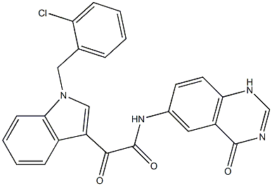 2-[1-[(2-chlorophenyl)methyl]indol-3-yl]-2-oxo-N-(4-oxo-1H-quinazolin-6-yl)acetamide 结构式