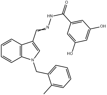 3,5-dihydroxy-N-[(E)-[1-[(2-methylphenyl)methyl]indol-3-yl]methylideneamino]benzamide 结构式