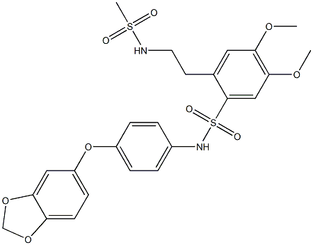 N-[4-(1,3-benzodioxol-5-yloxy)phenyl]-2-[2-(methanesulfonamido)ethyl]-4,5-dimethoxybenzenesulfonamide 结构式