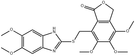 7-[(5,6-dimethoxy-1H-benzimidazol-2-yl)sulfanylmethyl]-4,5,6-trimethoxy-3H-2-benzofuran-1-one 结构式