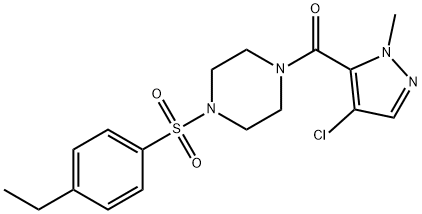 (4-chloro-2-methylpyrazol-3-yl)-[4-(4-ethylphenyl)sulfonylpiperazin-1-yl]methanone 结构式