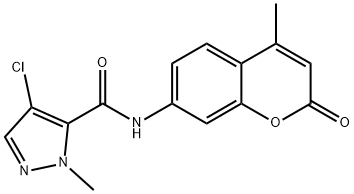 4-chloro-2-methyl-N-(4-methyl-2-oxochromen-7-yl)pyrazole-3-carboxamide 结构式