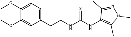 1-[2-(3,4-dimethoxyphenyl)ethyl]-3-(1,3,5-trimethylpyrazol-4-yl)thiourea 结构式