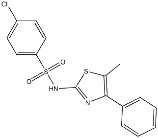 4-chloro-N-(5-methyl-4-phenyl-1,3-thiazol-2-yl)benzenesulfonamide 结构式