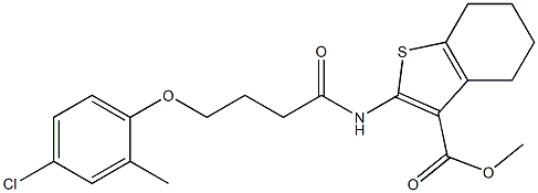 methyl 2-[4-(4-chloro-2-methylphenoxy)butanoylamino]-4,5,6,7-tetrahydro-1-benzothiophene-3-carboxylate 结构式