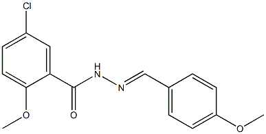 5-chloro-2-methoxy-N-[(E)-(4-methoxyphenyl)methylideneamino]benzamide 结构式