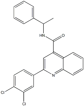 2-(3,4-dichlorophenyl)-N-(1-phenylethyl)quinoline-4-carboxamide 结构式