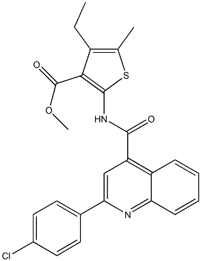 methyl 2-[[2-(4-chlorophenyl)quinoline-4-carbonyl]amino]-4-ethyl-5-methylthiophene-3-carboxylate 结构式