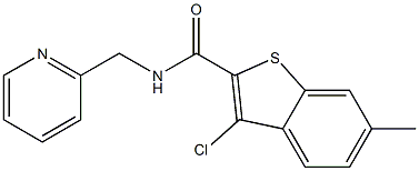 3-chloro-6-methyl-N-(pyridin-2-ylmethyl)-1-benzothiophene-2-carboxamide 结构式