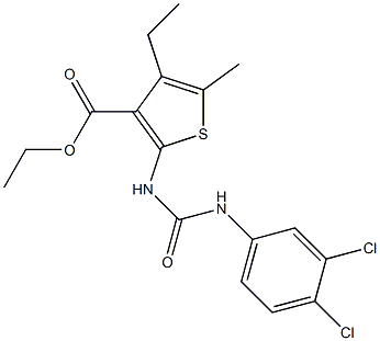 ethyl 2-[(3,4-dichlorophenyl)carbamoylamino]-4-ethyl-5-methylthiophene-3-carboxylate 结构式