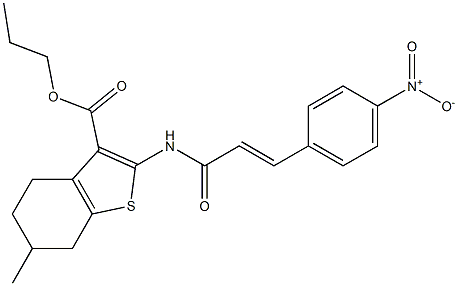 propyl 6-methyl-2-[[(E)-3-(4-nitrophenyl)prop-2-enoyl]amino]-4,5,6,7-tetrahydro-1-benzothiophene-3-carboxylate 结构式