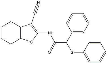 N-(3-cyano-4,5,6,7-tetrahydro-1-benzothiophen-2-yl)-2-phenyl-2-phenylsulfanylacetamide 结构式