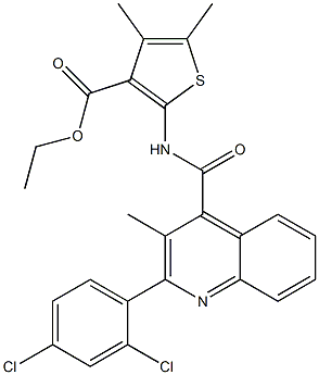 ethyl 2-[[2-(2,4-dichlorophenyl)-3-methylquinoline-4-carbonyl]amino]-4,5-dimethylthiophene-3-carboxylate 结构式