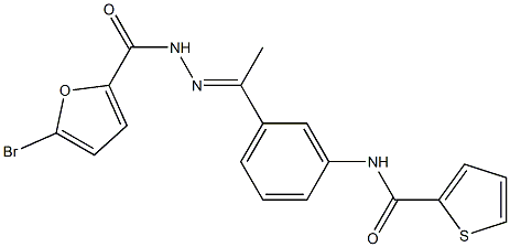 5-bromo-N-[(E)-1-[3-(thiophene-2-carbonylamino)phenyl]ethylideneamino]furan-2-carboxamide 结构式