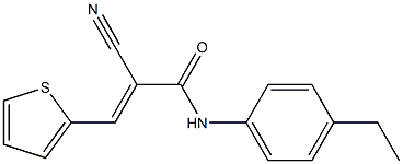 (E)-2-cyano-N-(4-ethylphenyl)-3-thiophen-2-ylprop-2-enamide 结构式