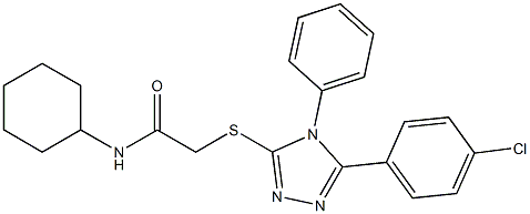 2-[[5-(4-chlorophenyl)-4-phenyl-1,2,4-triazol-3-yl]sulfanyl]-N-cyclohexylacetamide 结构式