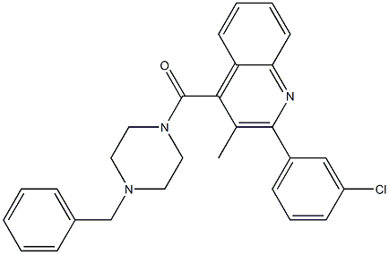 (4-benzylpiperazin-1-yl)-[2-(3-chlorophenyl)-3-methylquinolin-4-yl]methanone 结构式